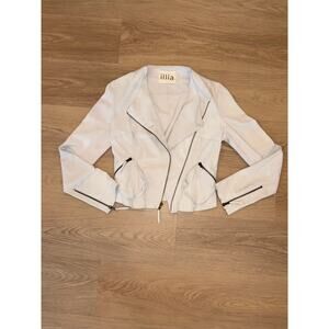 illia cream leather asymmetric light weight moto jacket womens size 2